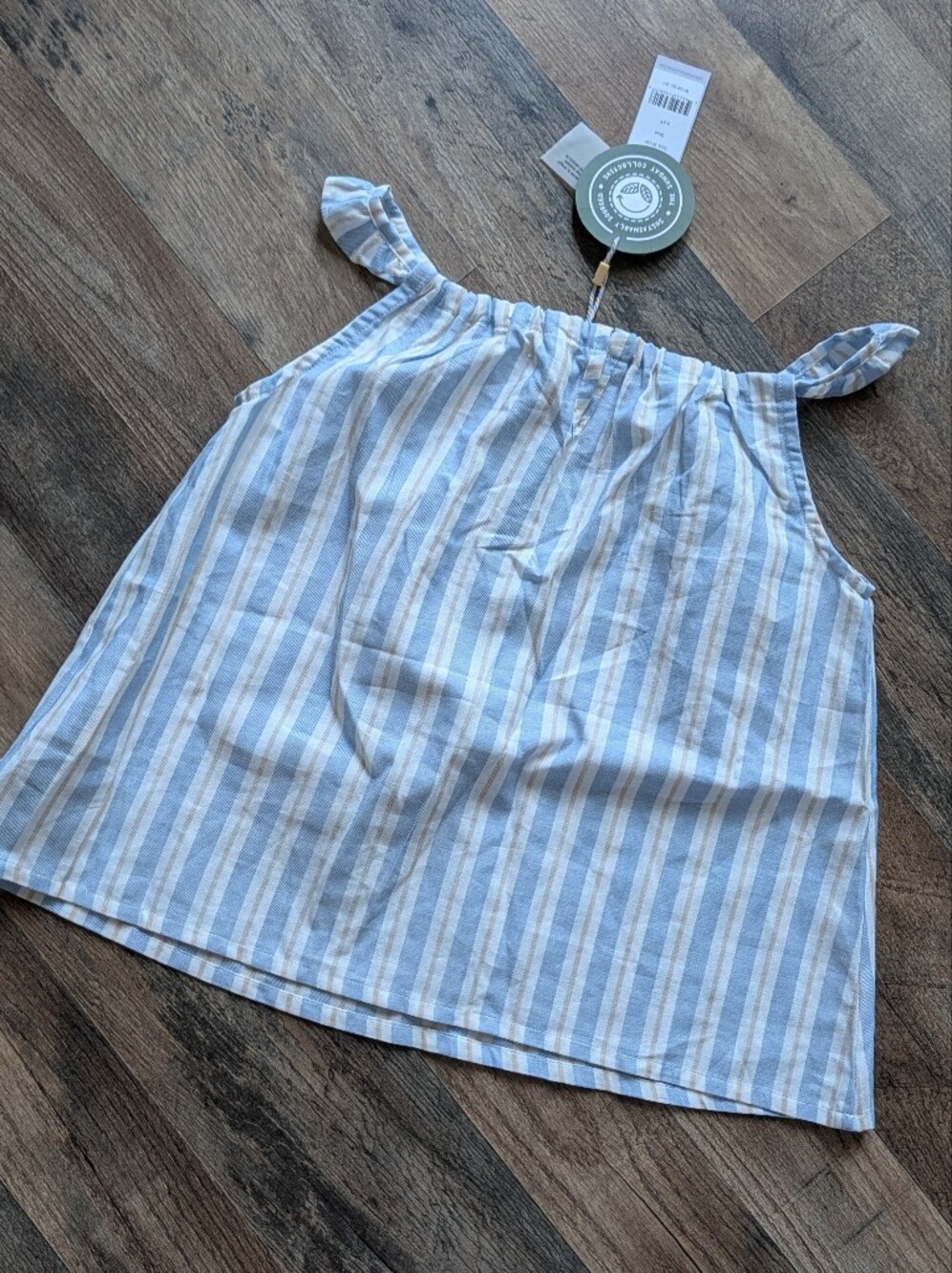 NWT The Sunday Collective Kids Sunday Skirt Blue Stripe 8-9Y Elastic Waist - Picture 4 of 5